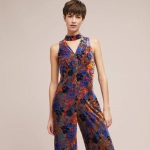 Anthropologie Maeve Velvet Jumpsuit